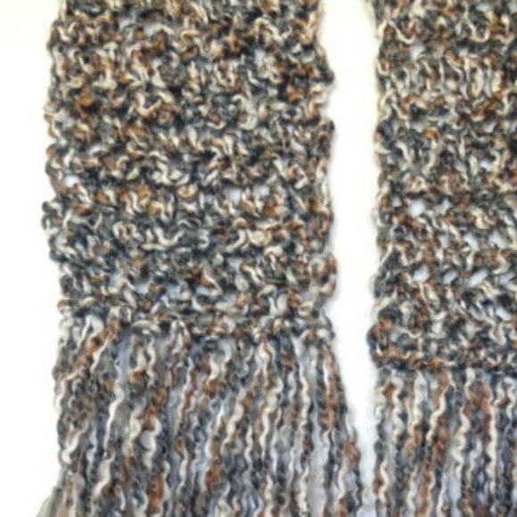 Extra Long Chunky Multicolor Brown Scarf 89x5 Handmade Crochet Mens Women NWT - Picture 3 of 7